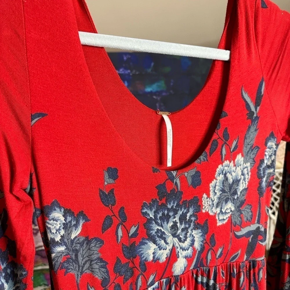 NWOT Free People Midnight Garden Red Maxi Dress Size XS